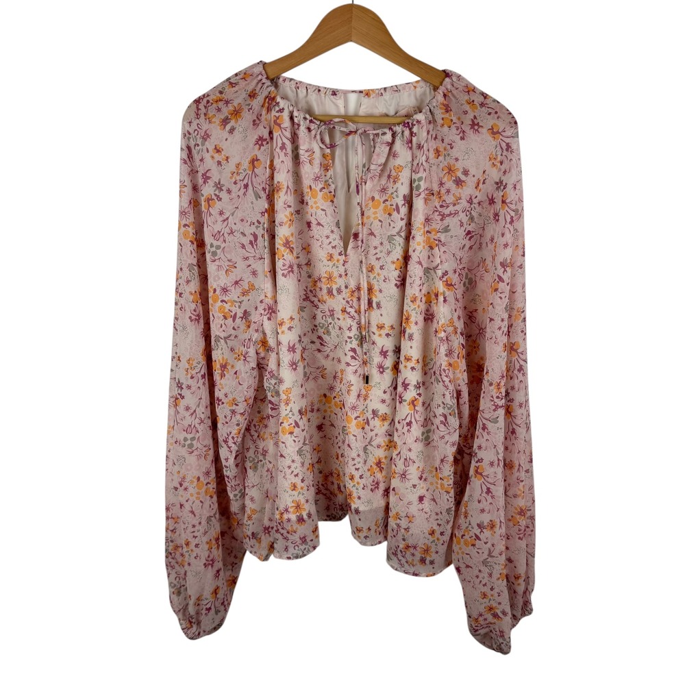 NWT Ivy City Co Imogen Top Size 1X Blush Floral Long Sleeve Peasant‎ Feminine